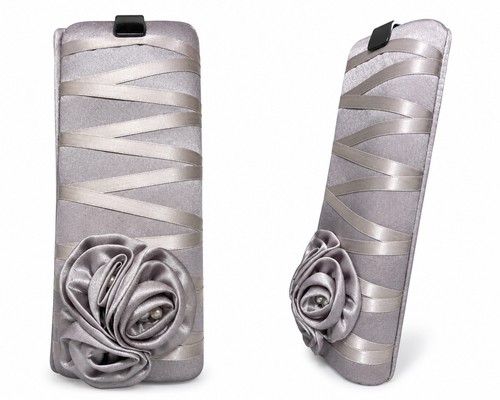 Silberne satin clutch - satin,